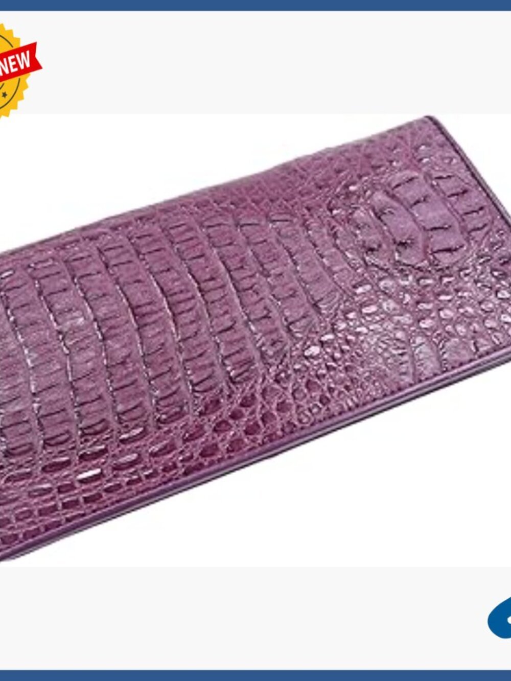 Genuine Crocodile Caiman Hornback Leather Checkbook Wallet, 14 Card Slots